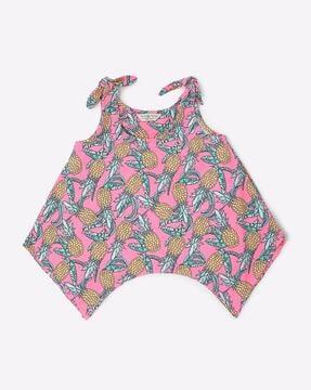 pineapple print top with tie-up