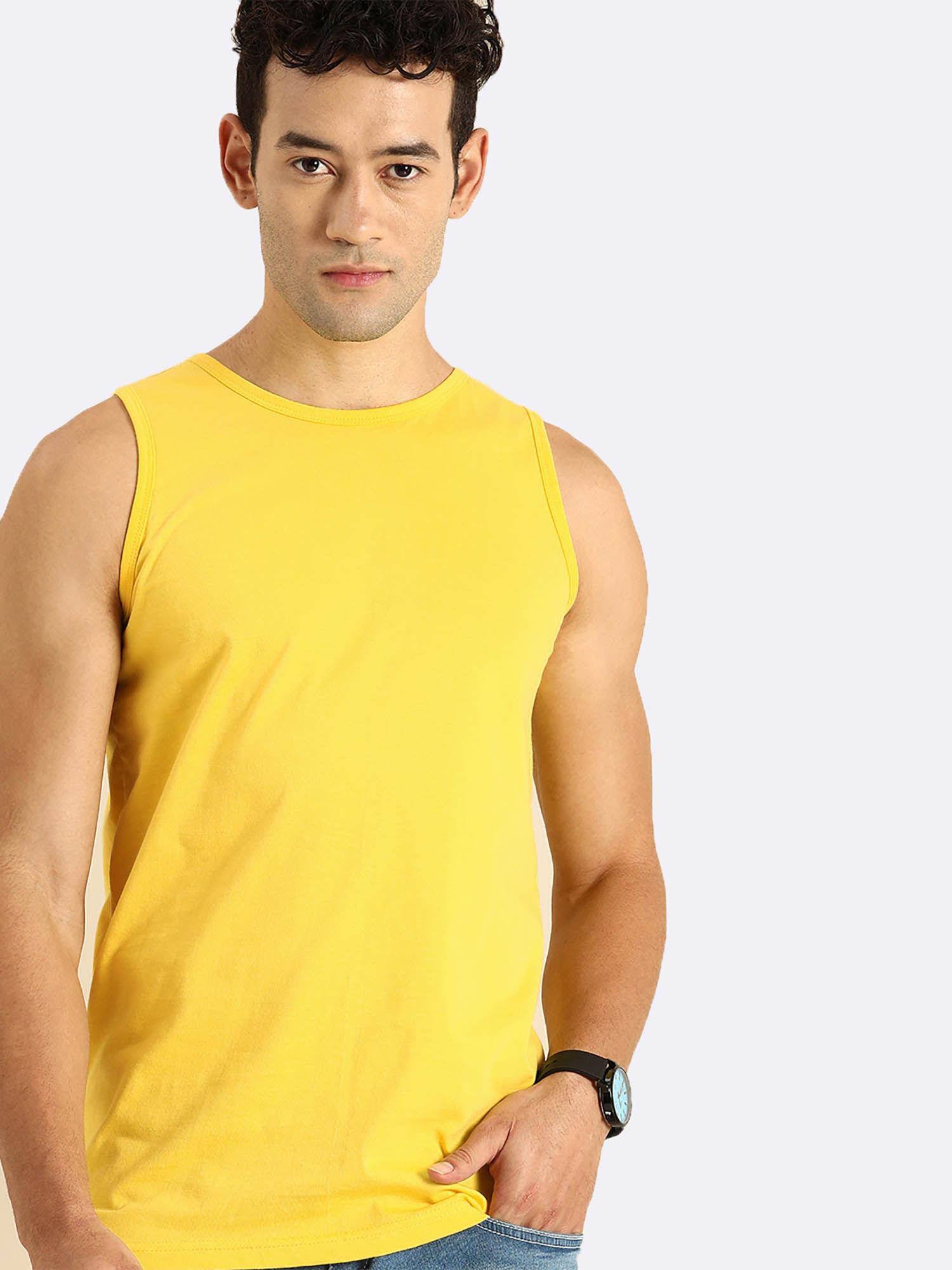 pineapple yellow round neck vest