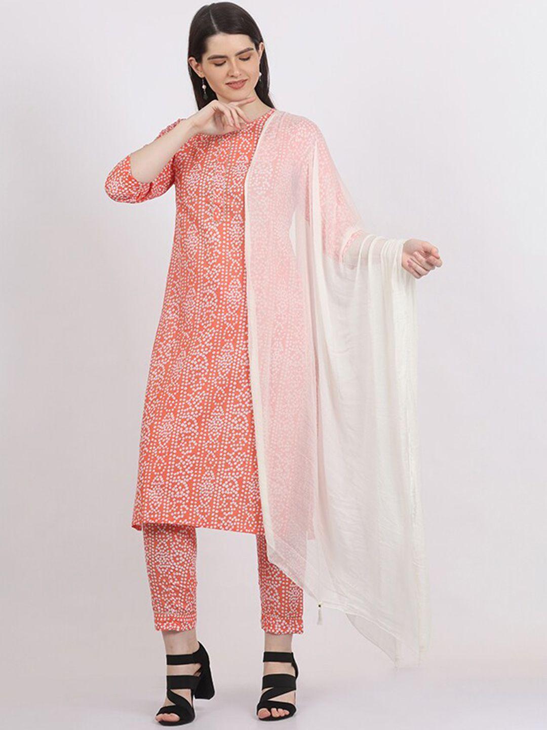 pinfit bandhani printed gotta patti kurta with trousers