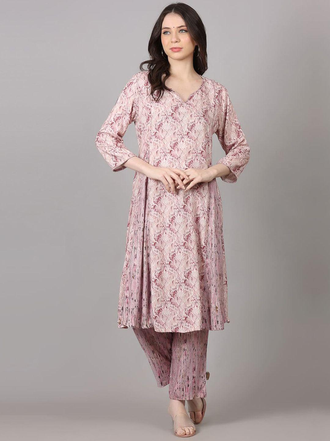 pinfit floral printed a-line kurta with trousers