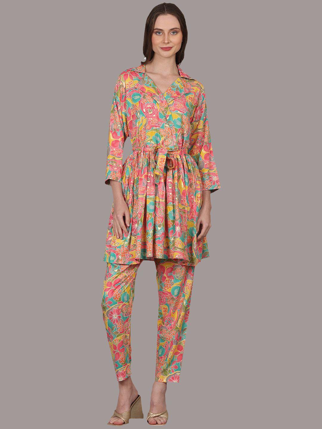 pinfit floral printed tunic with trousers