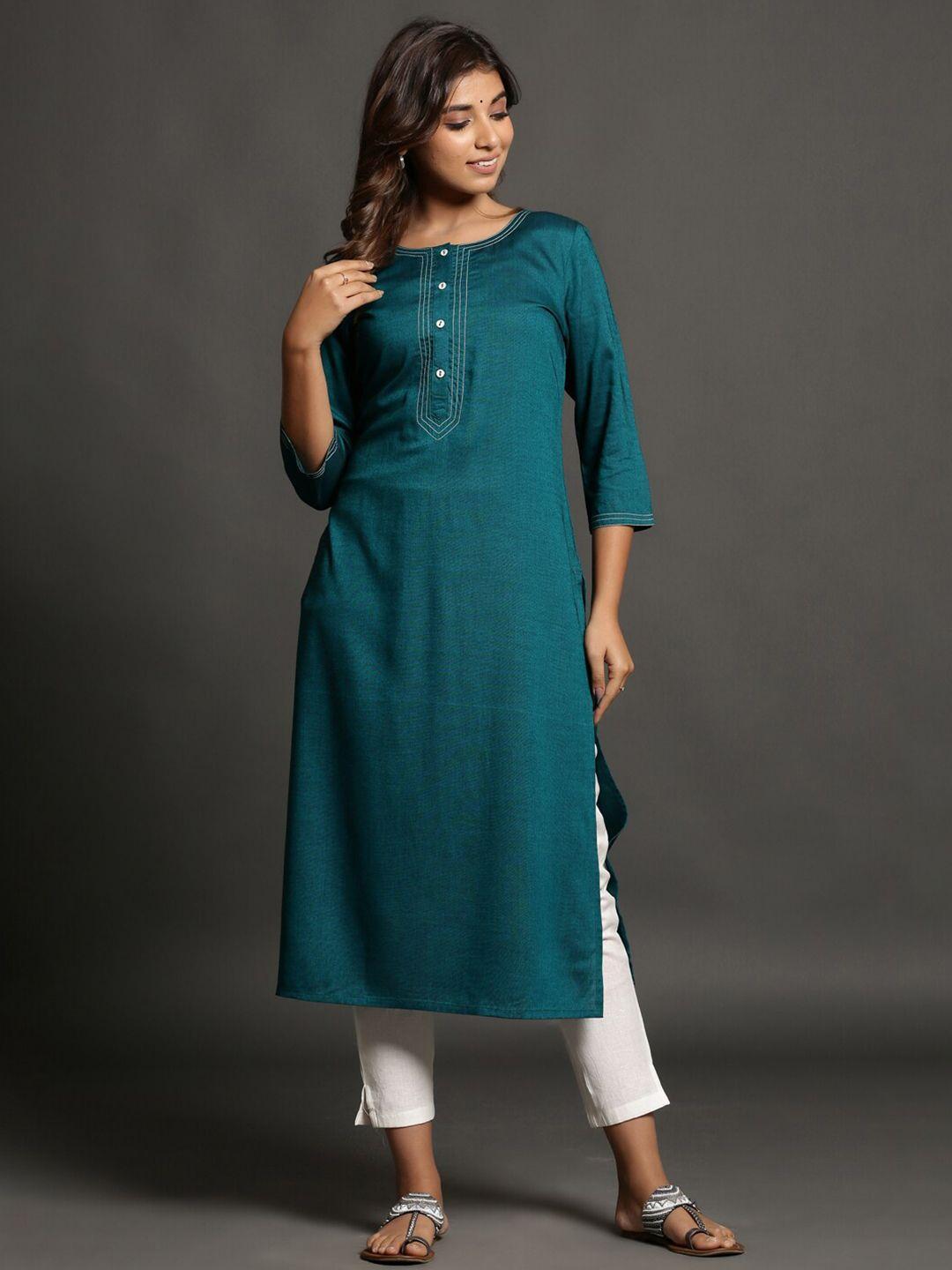 pinfit round neck straight kurta