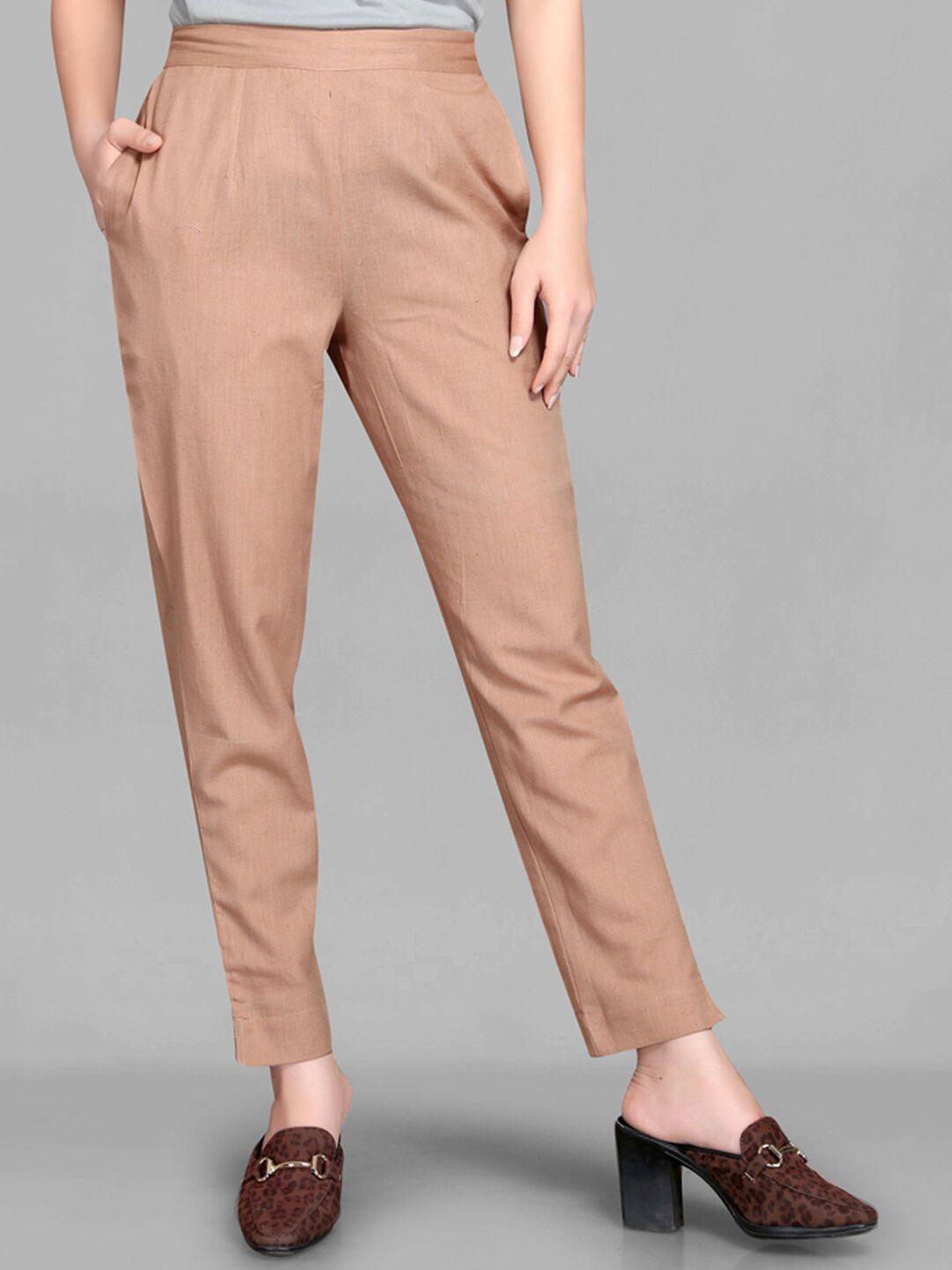 pinfit women relaxed straight leg cotton pleated trousers