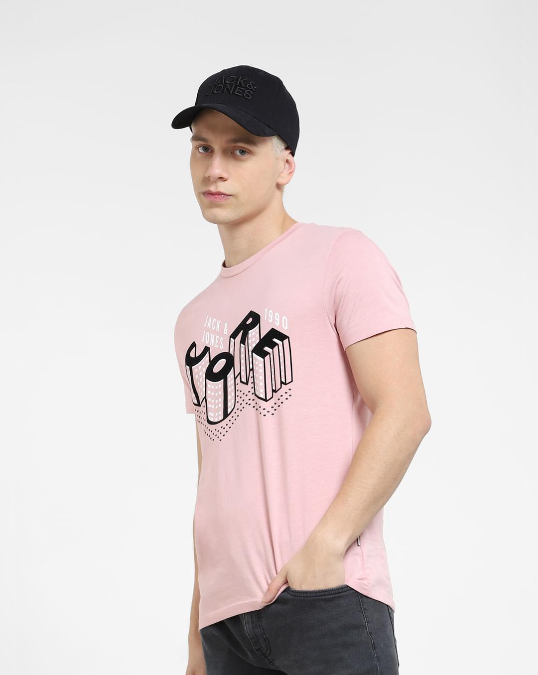 pink 3d print crew neck t-shirt