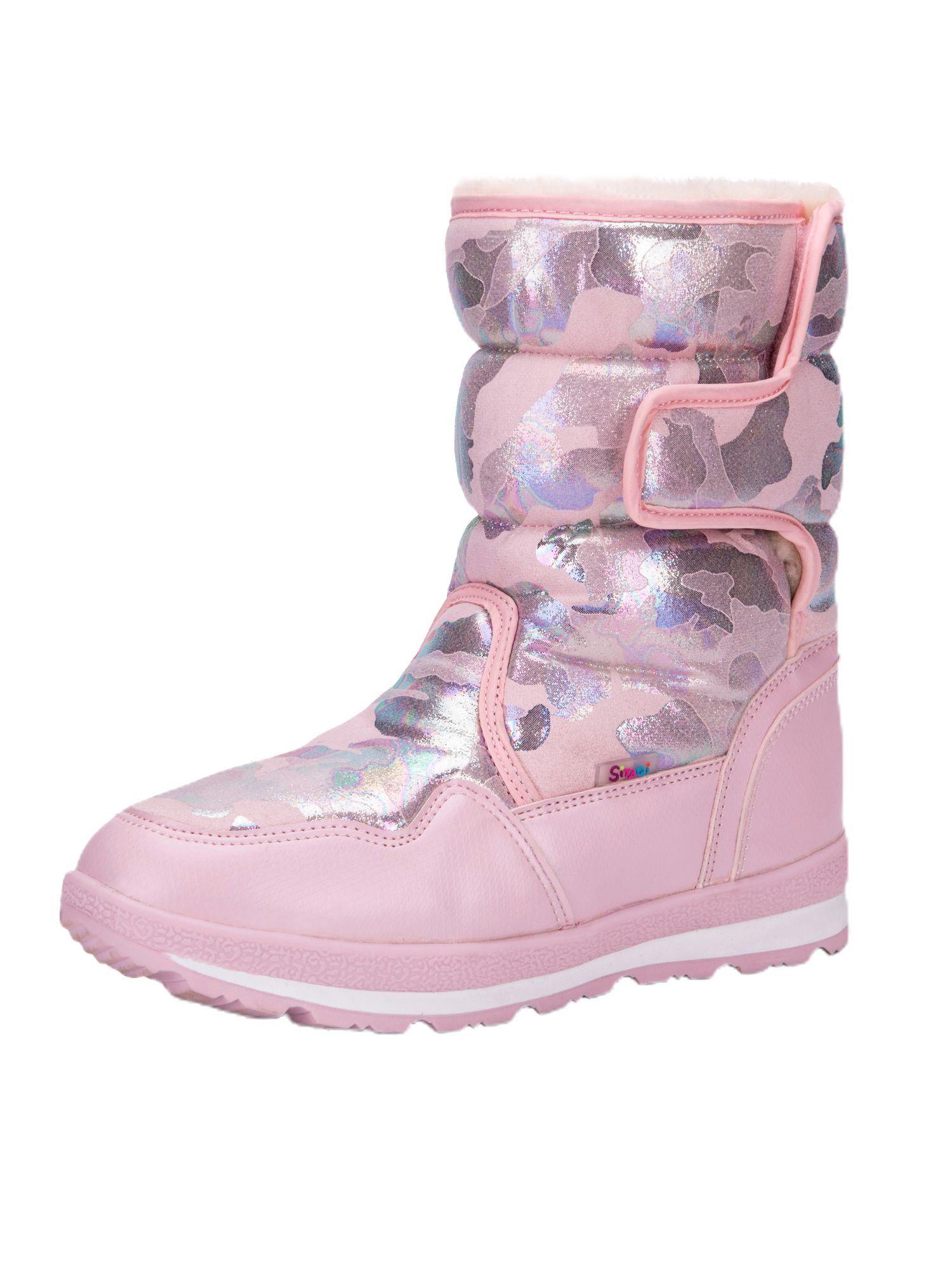 pink and silver glam girls winter snow boots