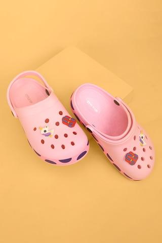 pink applique casual boys clog shoes