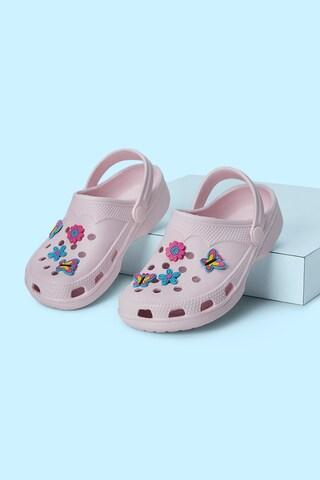 pink applique casual girls clog shoes