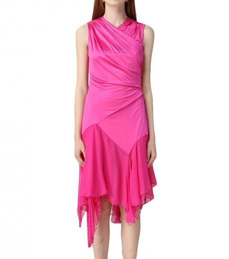 pink asymmetric gathered dress