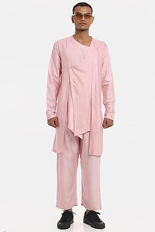 pink asymmetrical kurta set