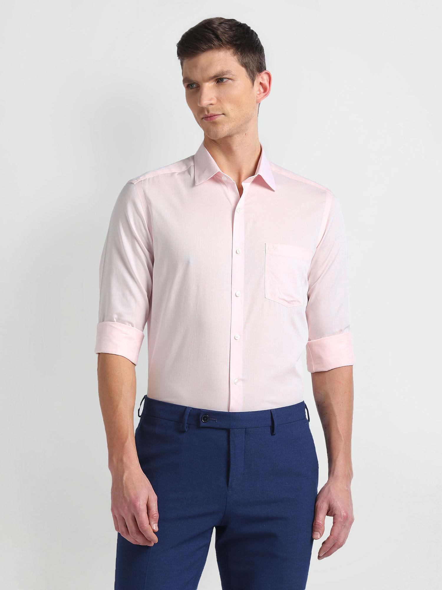 pink auto press slim fit formal shirt