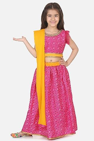 pink bandhani lehenga set for girls