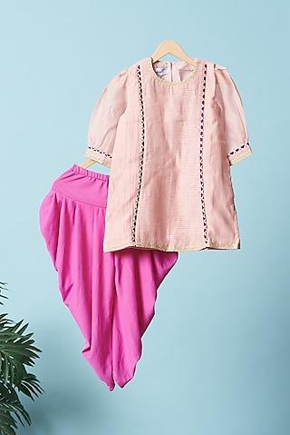pink-block-printed-kurta-set-for-girls
