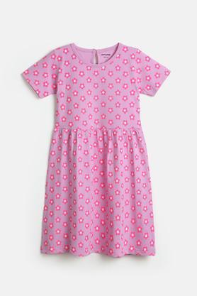 pink bow cotton summer dress for girls - lavender