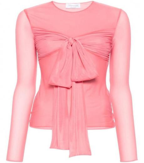pink bow detail blouse
