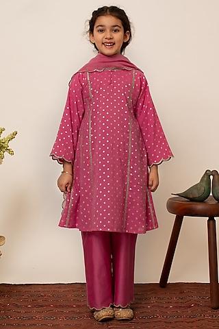 pink-chanderi-silk-a-line-kalidar-kurta-set-for-girls