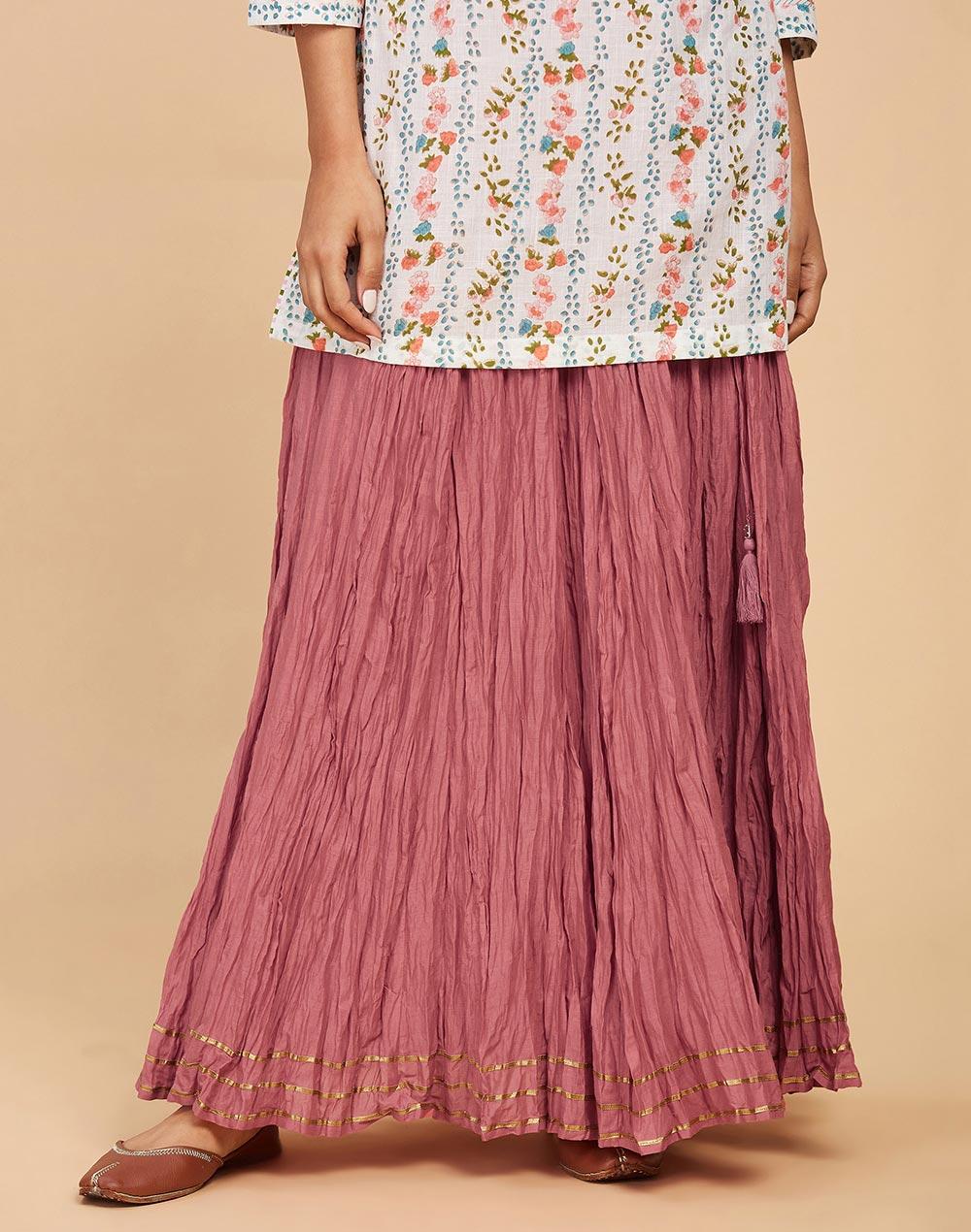 pink cotton ankle length skirt ghera