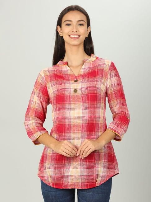 pink cotton check top