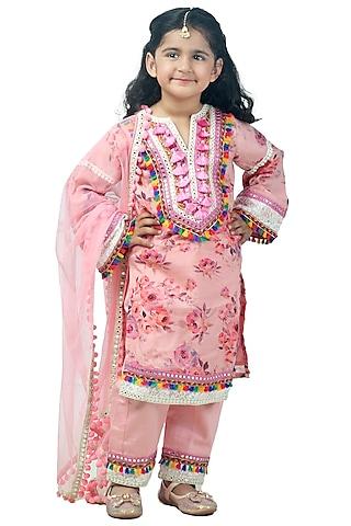 pink-cotton-floral-printed-kurta-set-for-girls