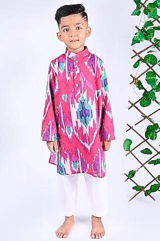 pink-cotton-printed-kurta-set-for-boys