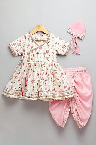 pink cotton silk dhoti pant set for girls