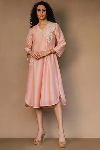 pink dress with embroidery