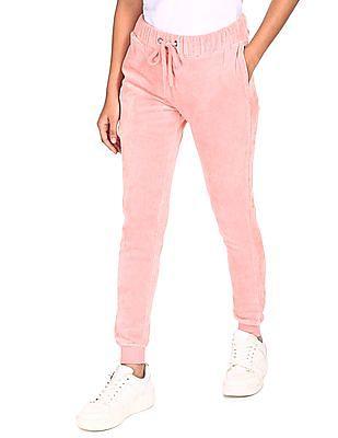 pink elasticized waist solid joggers