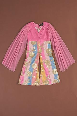 pink embellished jumpsuit for girls