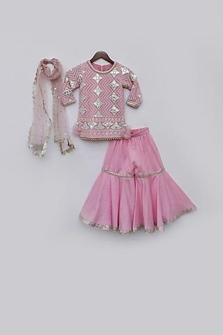 pink embellished sharara set for girls