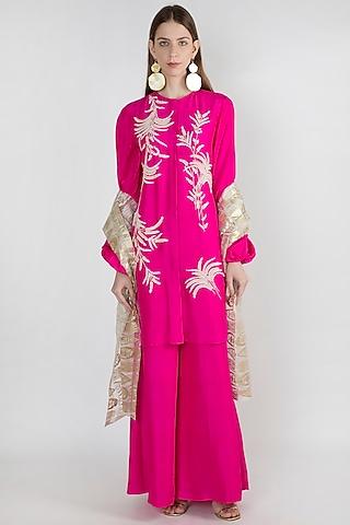 pink embroidered tunic set