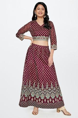 pink ethnic motifs ethnic women regular fit skirt