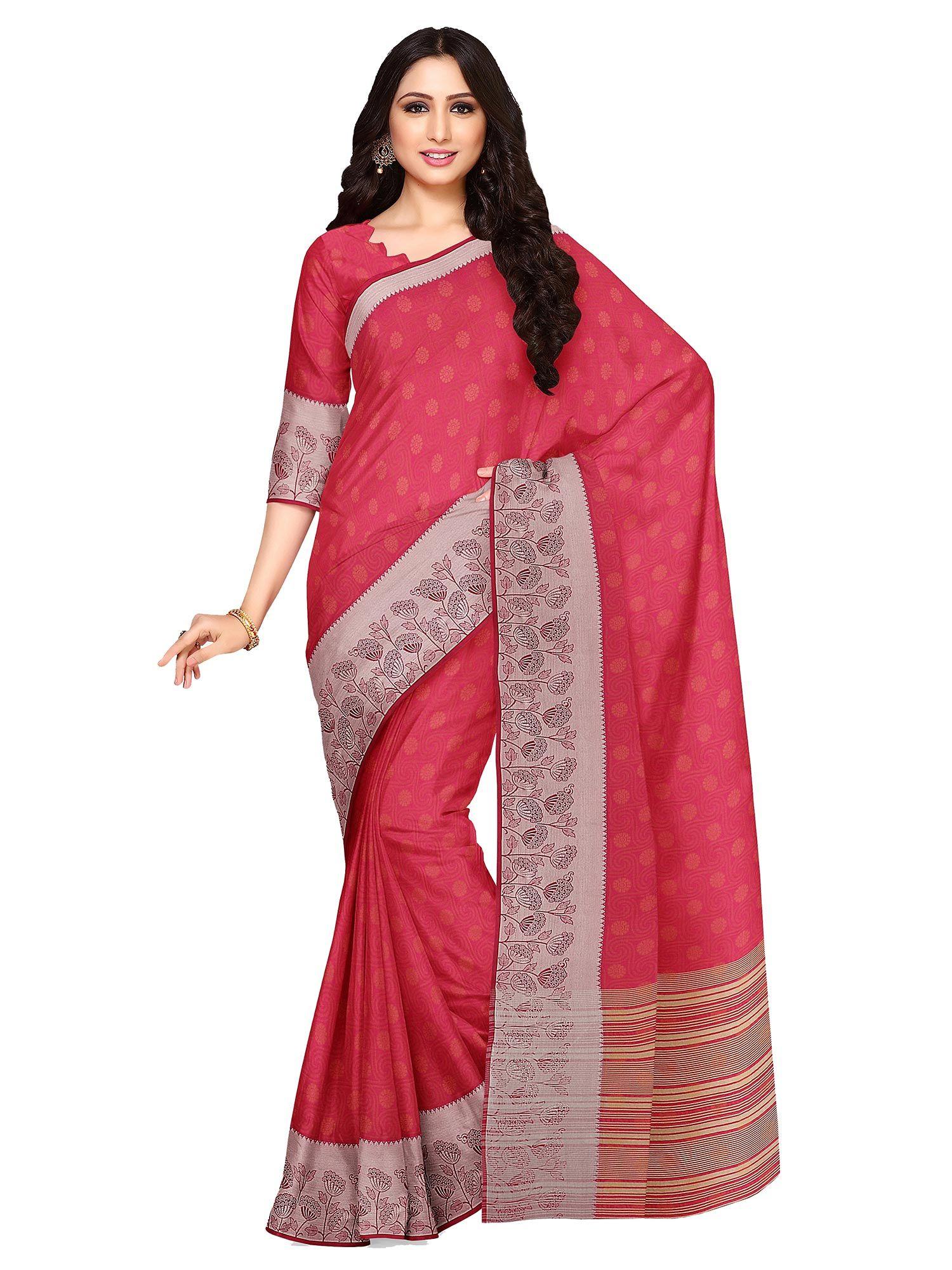 pink floral embellished saree with unstitched blouse