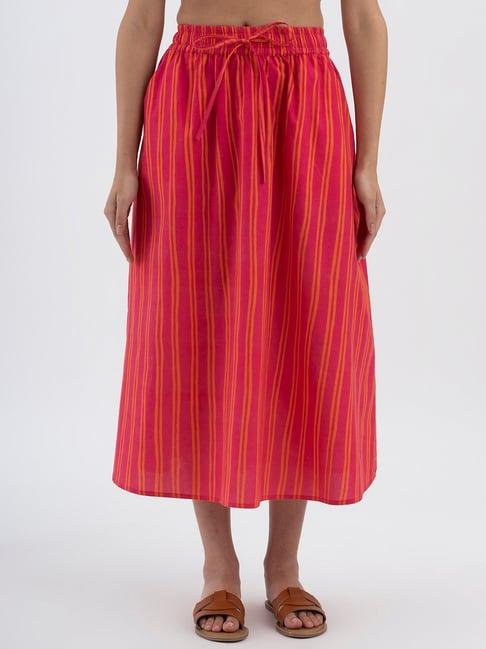 pink fort pink striped a-line skirt