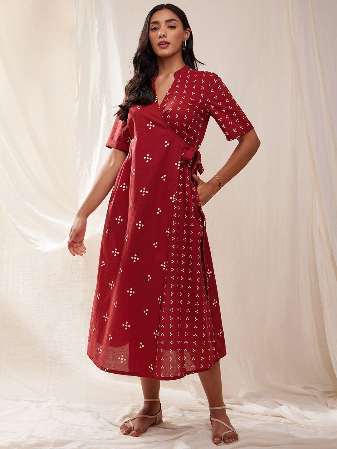 pink-fort-polka-dots-printed-cotton-a-line-wrap-midi-ethnic-dresses