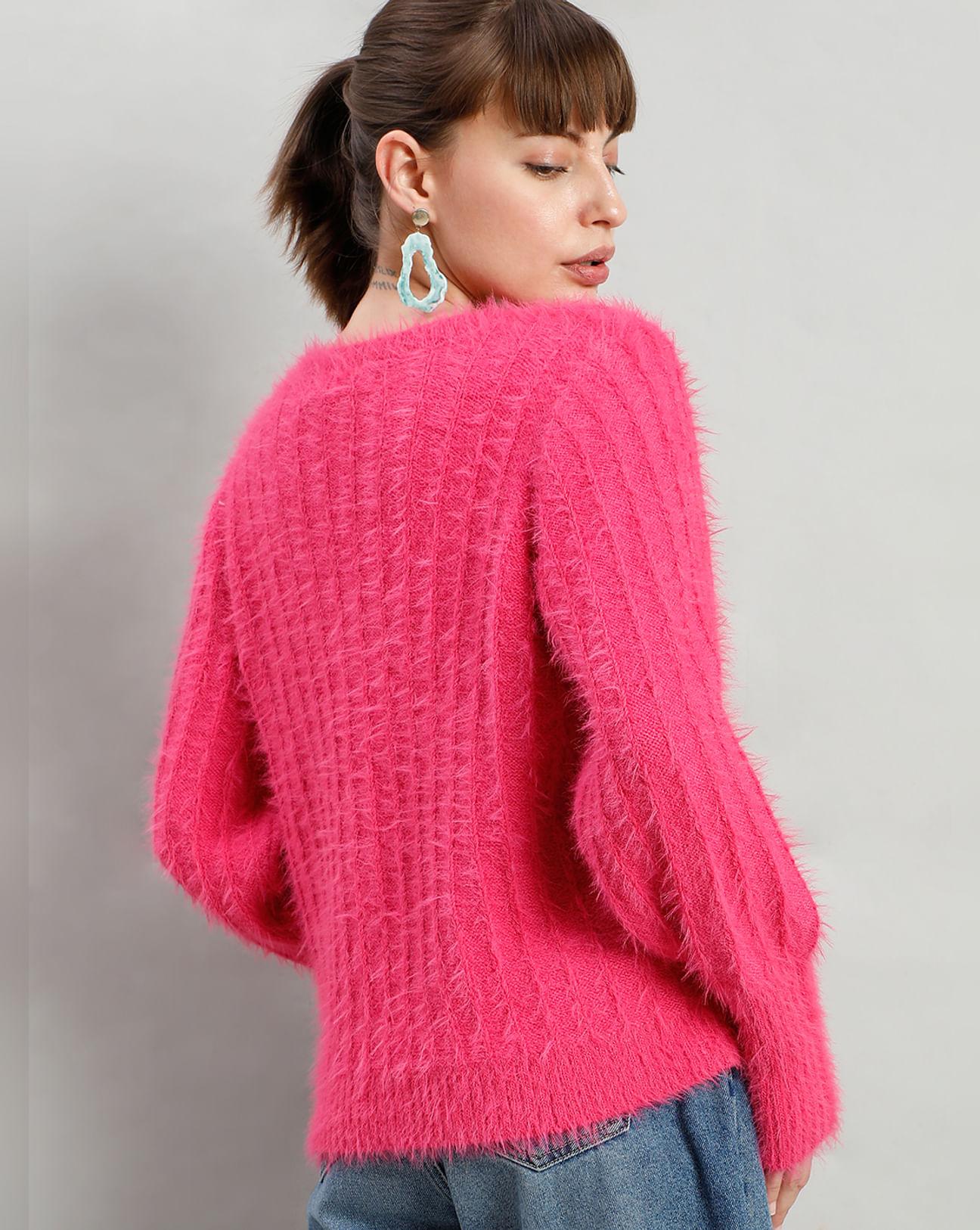 pink fuzzy detail pullover