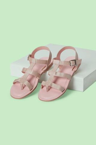 pink glitter material casual girls flat sandals