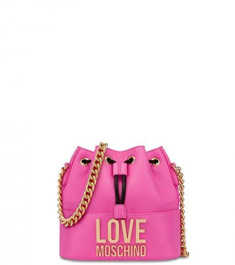 pink golden logo mini bucket bag
