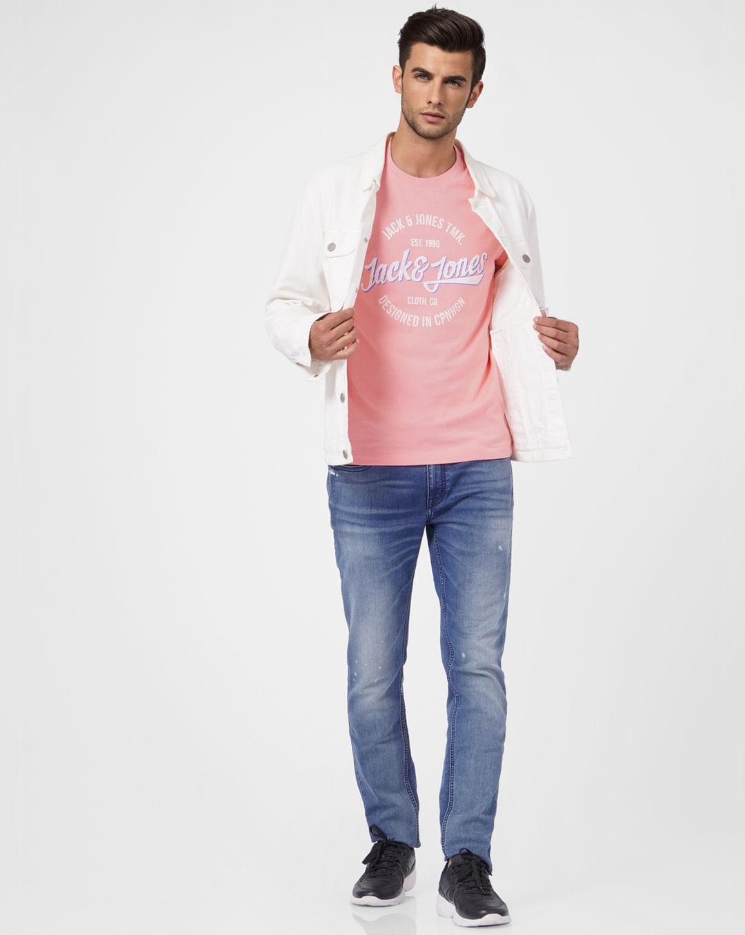 pink graphic print crew neck t-shirt