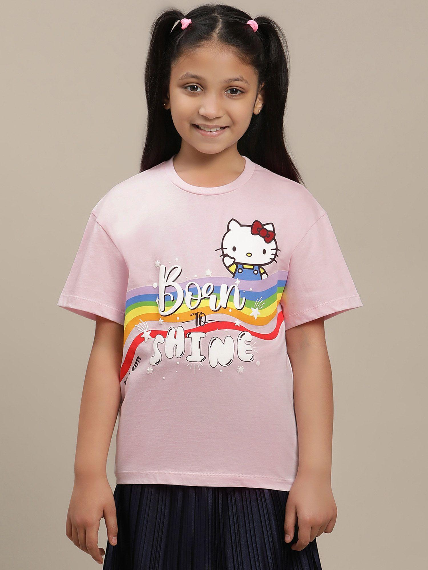pink hello kitty graphic printed relaxed fit t-shirt