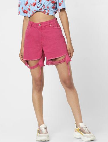 pink-high-waist-bermuda-shorts