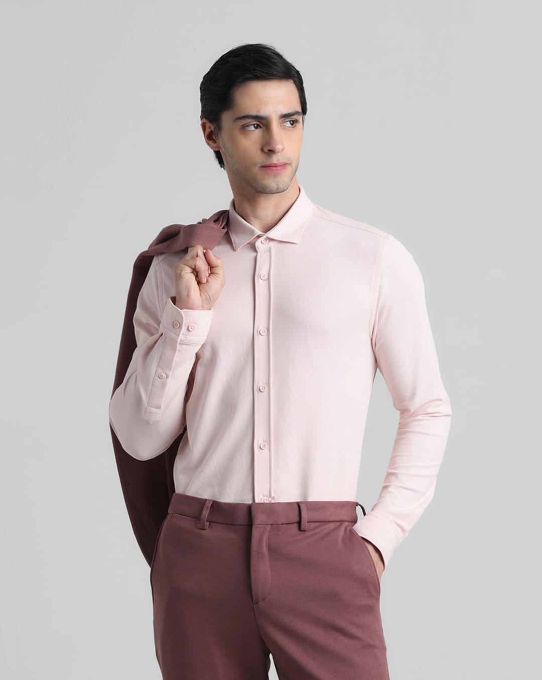pink knitted full sleeves shirt