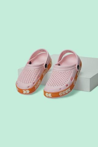pink laser cut pattern casual girls clog shoes