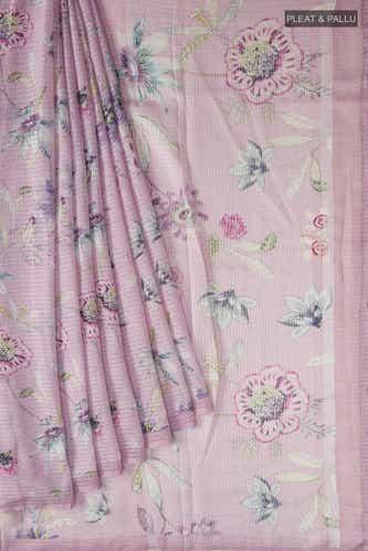 pink linen saree