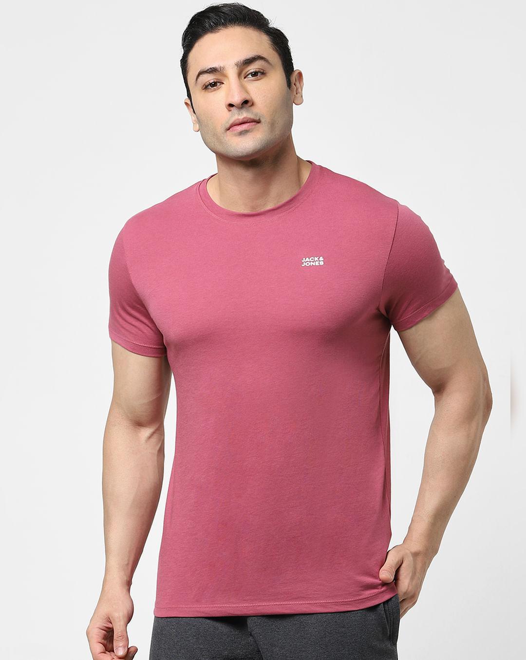 pink logo print crew neck t-shirt