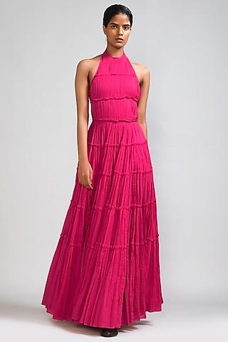 pink mul tiered gown