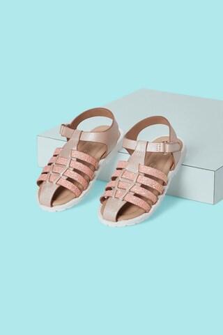 pink muliti strap pattern casual girls sandals
