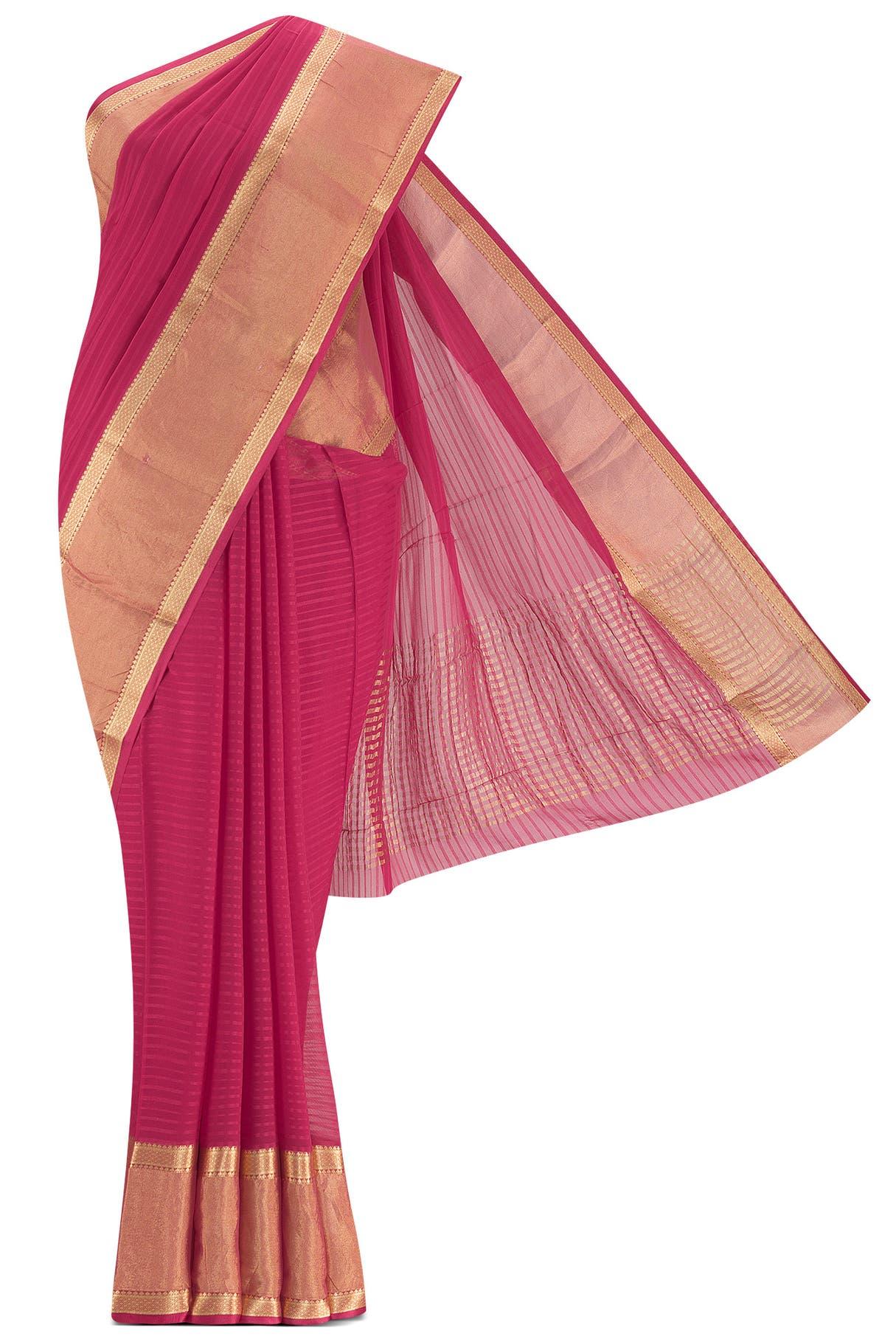 pink mysore georgette saree
