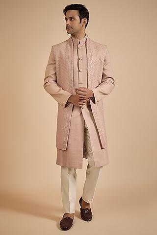 pink nokia silk sherwani with jacket