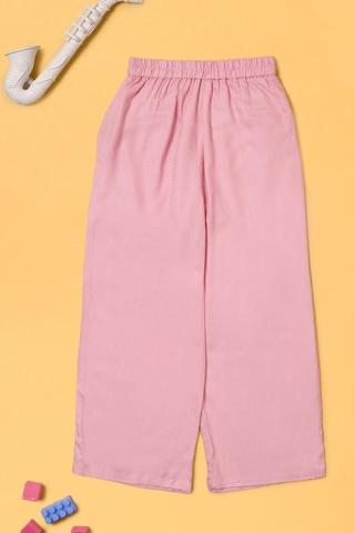 pink patterned calf-length mid rise casual girls pants