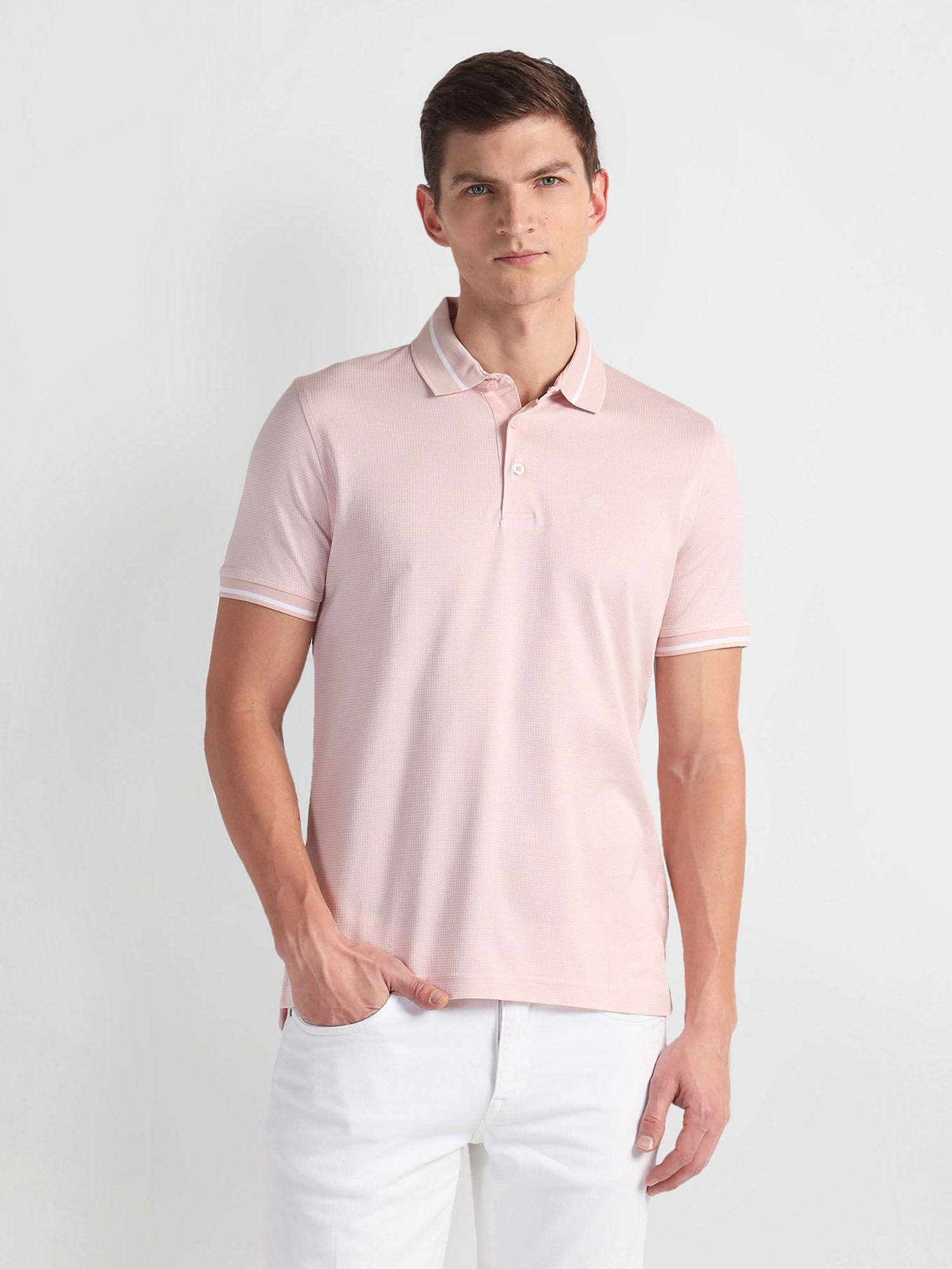 pink patterned regular fit polo t-shirt