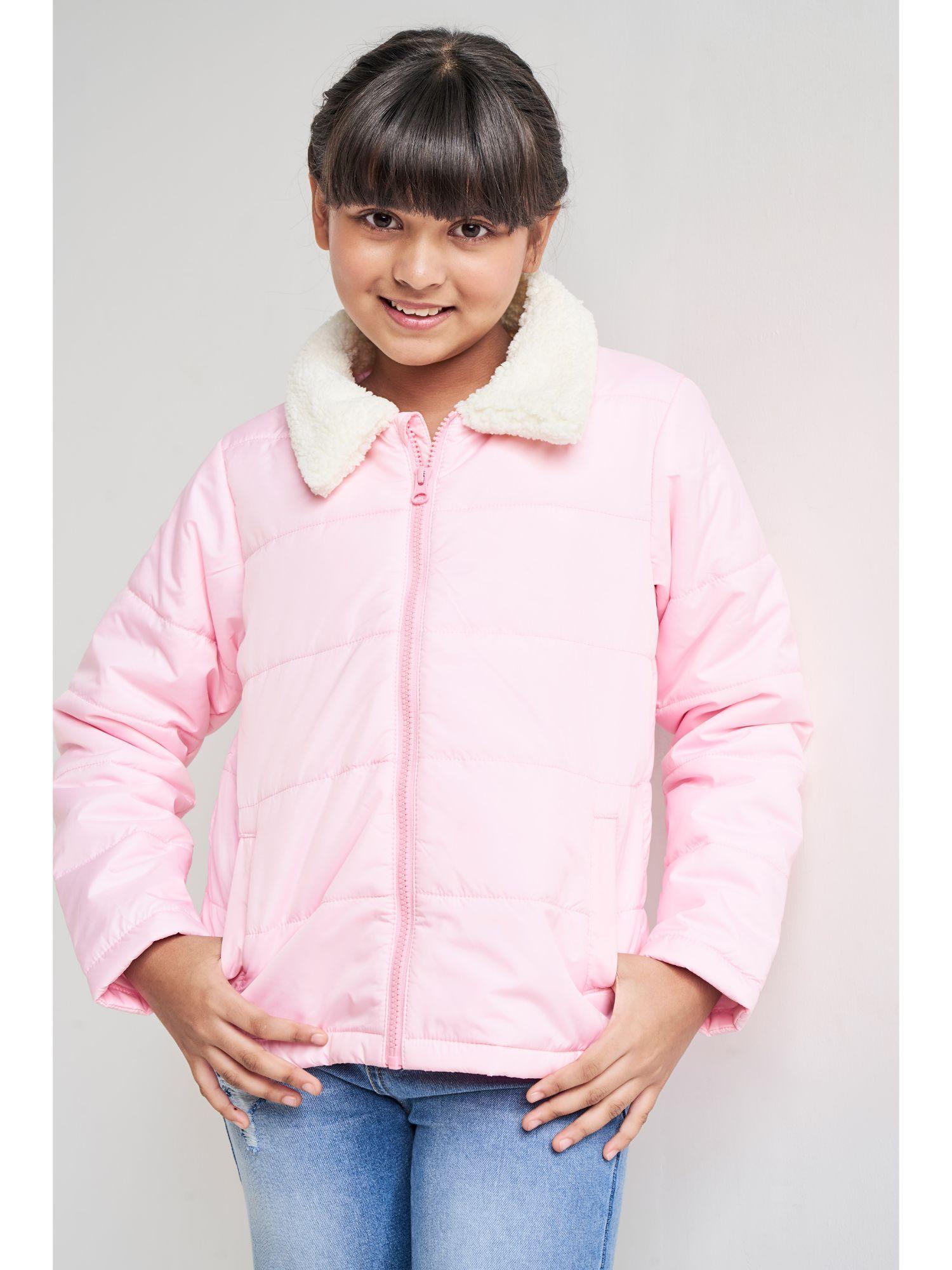 pink plain wintercoat